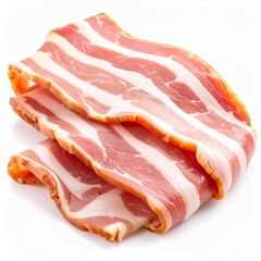 Obraz premium Strips of Cooked Bacon on White Background