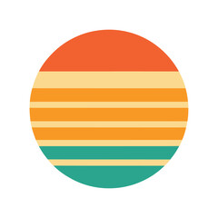 soft retro banded circle icon with horizontal suns