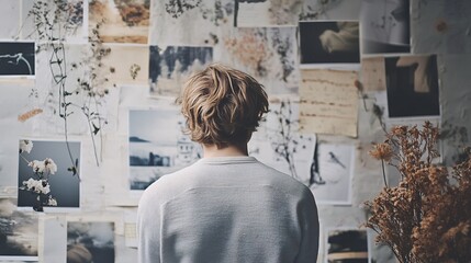 Serene Soft Aesthetic Mood Board with Delicate Notes and Photos