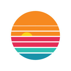 soft retro stripe sunset with minimal lines and clean design