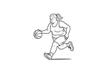 Hand drawn illustrations plus size individuals engaged in sport or fitness activities