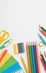 Fototapeta premium accessories for elementary school supplies with white background