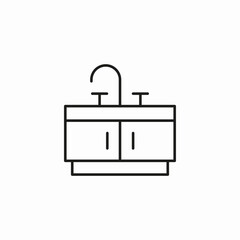 kitchen sink cabinet icon sign vector