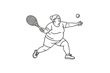 Hand drawn illustrations plus size individuals engaged in sport or fitness activities