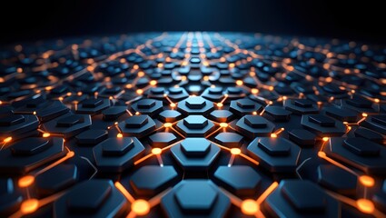 Obraz premium Futuristic Hexagonal Grid with Glowing Connections