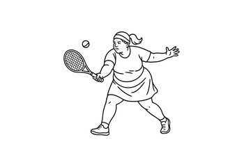 Hand drawn illustrations plus size individuals engaged in sport or fitness activities