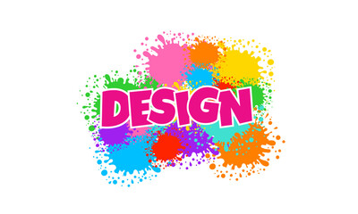 Creative word art design with vibrant paint splashes, ideal for posters, kids' art, fun events, or youth graphics. Playful and bold.