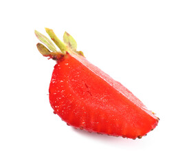 Piece of ripe strawberry isolated on white