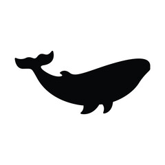 Whale Silhouette Vector, Minimalist Sea Animal Icon for Logos and Designs.