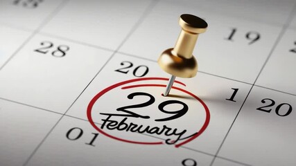 February 29th marked on calendar