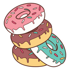 Stack of Delicious, Colorful Donuts with Sprinkles