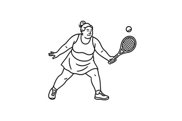 Hand drawn illustrations plus size individuals engaged in sport or fitness activities