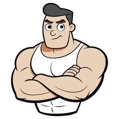 cartoon illustration of a man with arms crossed