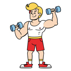 young man lifting weights