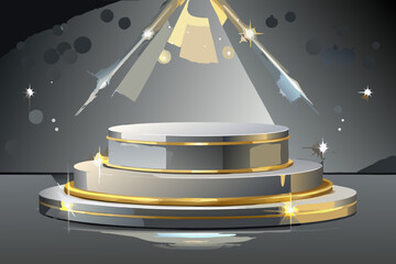 luxury vip gala podium silver base stage shine elegant premium bright