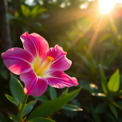 Fototapeta premium Künstlerische Makroaufnahme einer rosa Blüte mit Tropfen
