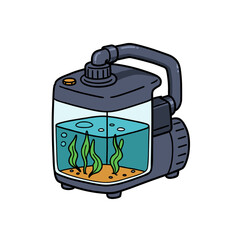 Obraz premium Aquarium pump isolated on white with plants and water 