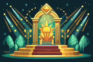 ultimate emerald gold luxury stage scene elegant podium background light