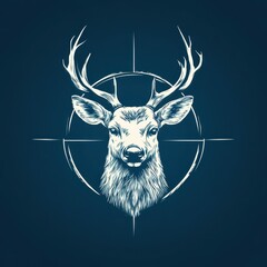 Deer illustration featuring antlers and crosshair design for hunting and wildlife themes