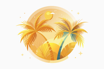 premium tropical summer overlay gold bright lively colorful design