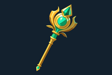elegant golden scepter emerald jewel royal king queen symbol