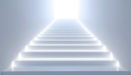 Stairs ascend toward a bright, glowing light source