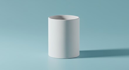 Blank White Cylinder Mockup on Light Blue Background