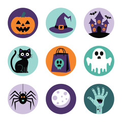 2d vector illustration Halloween t shirt icon design items ghost character Candles in carved pumpkin
