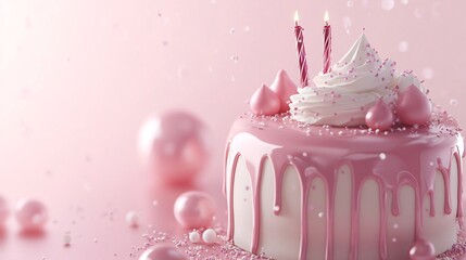 Sweet Celebration - Soft Pink Background with Birthday Cake Icon