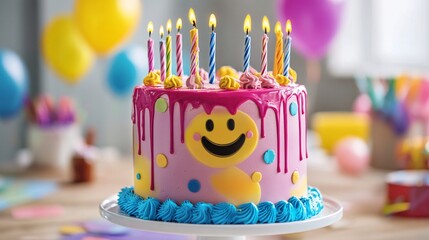 Vibrant Smiling Emoji Birthday Cake for Festive Celebrations
