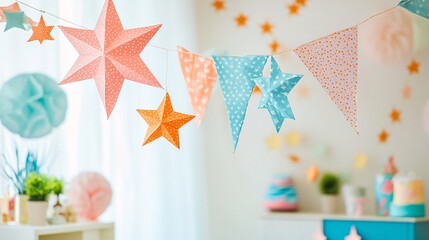 Cheerful 92nd Birthday Room Decor with Shining Stars and Festive Bunting