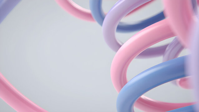 Abstract colorful background with a 3D render of a DNA helix design, a vibrant symbol of art and concept in a rainbow of blue, pink, and green hues