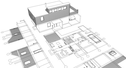 architecture modern house 3d illustration