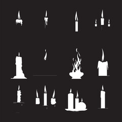 set of black silhouettes of candles