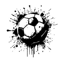 Soccer ball Silhouette Grunge Splatter and Dripping Spray Effects
