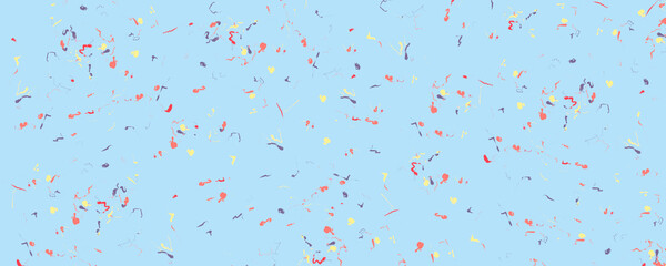 Light blue background with small, colorful, abstract shapes scattered across the surface.