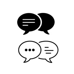 speech bubble icon , Two sets of overlapping speech bubbles in black and white vector art