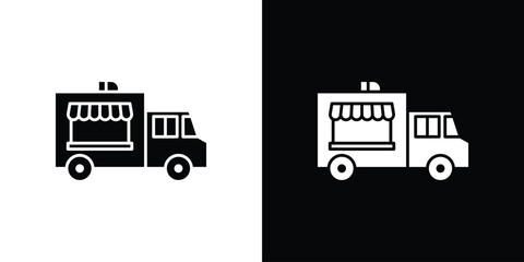 Food truck icon silhouette vector flat illustration design pack.
