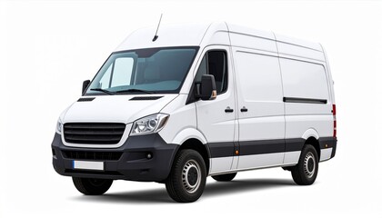 White Cargo Van on White Background