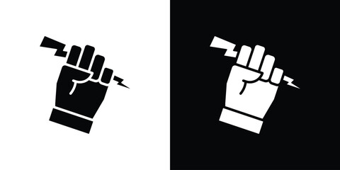 Hand with Power icon silhouette vector flat illustration design pack.