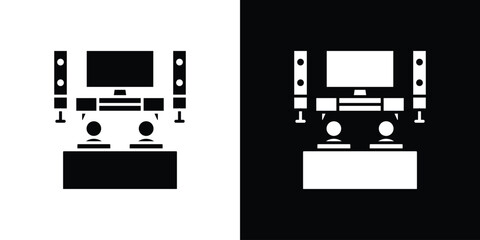 Home cinema icon silhouette vector flat illustration design pack.