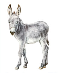 Fototapeta premium baby donkey watercolor illustration on white