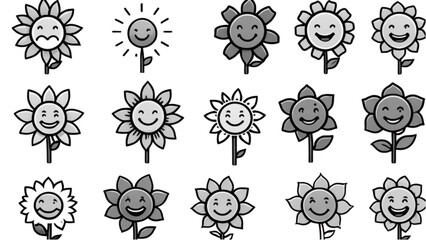 スマイル花イラストパターン｜Smiling Flower Illustration Pattern