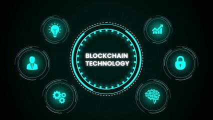Blockchain technology concept illustration depicting data security and digital innovation process