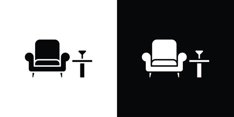 Lounge icon silhouette vector flat illustration design pack.