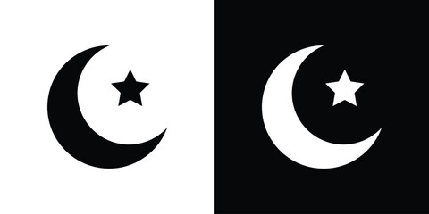 Moon and star icon silhouette vector flat illustration design pack.