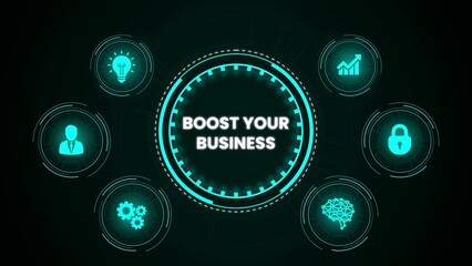 Futuristic business concept emphasizing growth innovation security and strategic planning for success