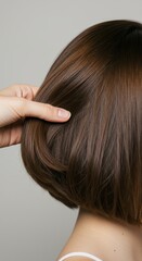 Fototapeta premium Smooth, Shiny, Brown Bob Haircut - Healthy Hair Goals