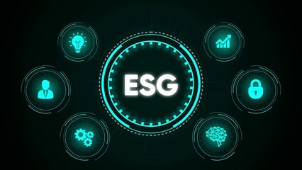 Conceptual esg environmental social and governance icons representing sustainable business practices