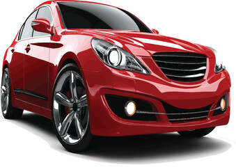 Naklejka premium Detailed car graphic in red showcases modern automotive design for advertising or use in presentations and web design projects.